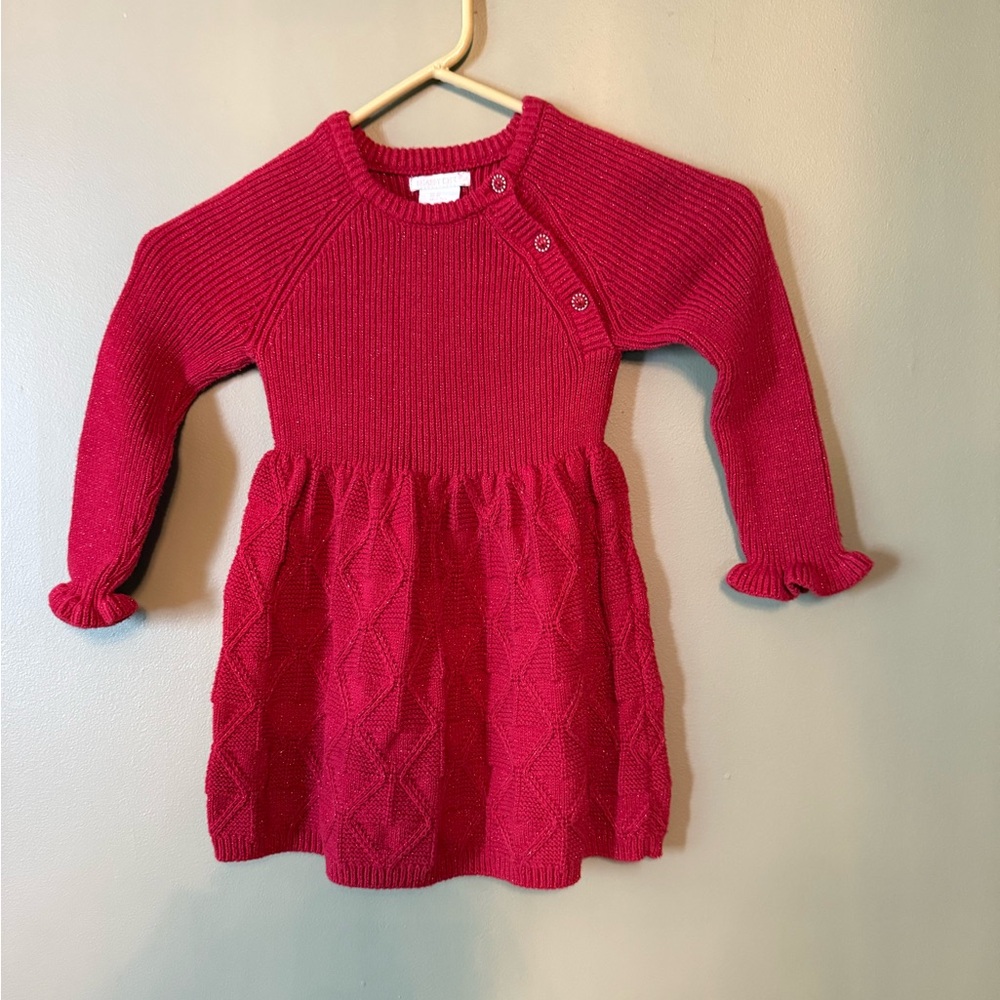 Shabby Chic Red Knit Dress for Kids